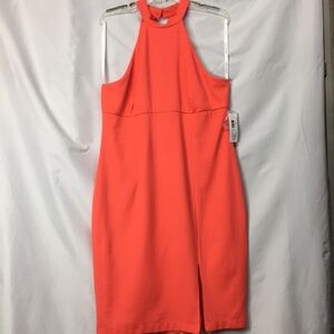 Bisou Bisou Women’s Coral Halter-Neck Dress Size 16 NEW With Tags